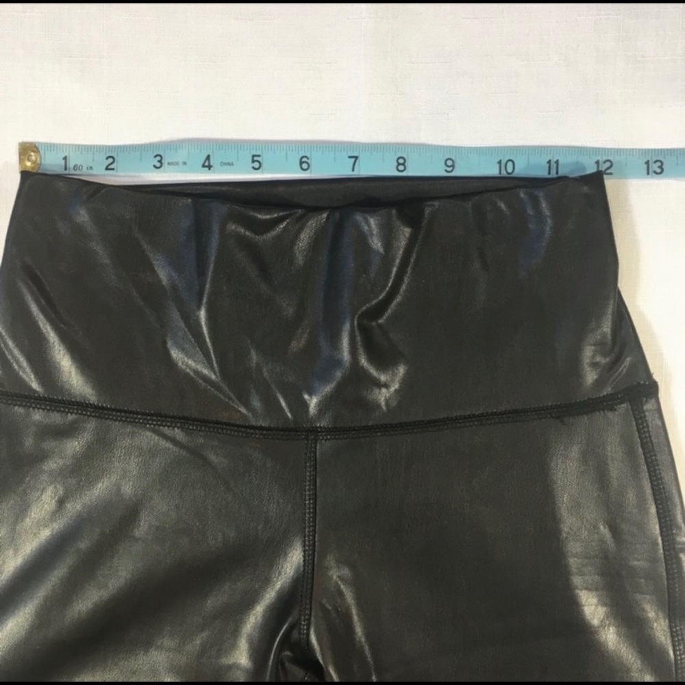 NWT 7FAM Black Faux Leather Moro Leggings